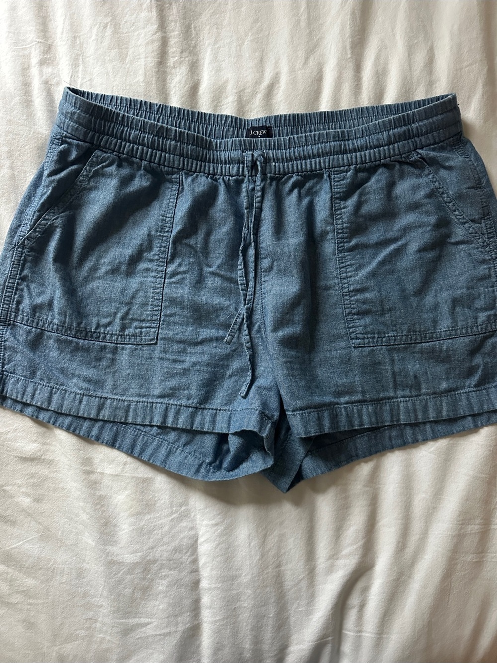J. Crew Chambray Drawstring High-Waist Women’s Shorts - Blue